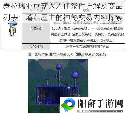 泰拉瑞亚蘑菇人入住条件详解及商品列表：蘑菇屋主的神秘交易内容探索