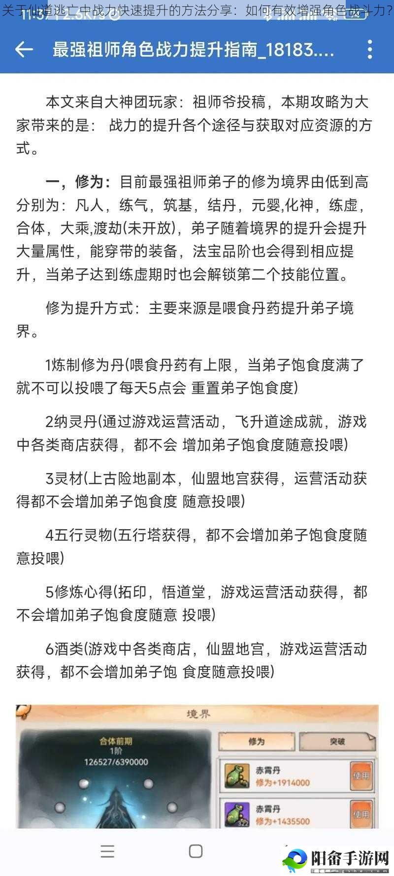 关于仙道逃亡中战力快速提升的方法分享：如何有效增强角色战斗力？