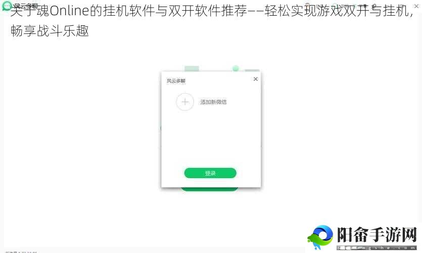 关于魂Online的挂机软件与双开软件推荐——轻松实现游戏双开与挂机，畅享战斗乐趣