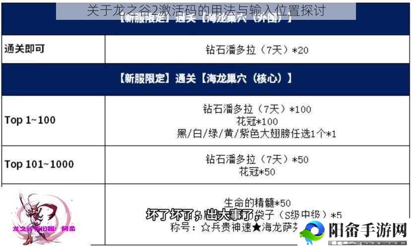 关于龙之谷2激活码的用法与输入位置探讨