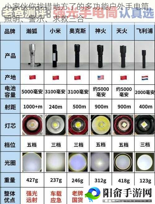 小家伙你找错地方了的多功能户外手电筒，照明、警示、求救三合一