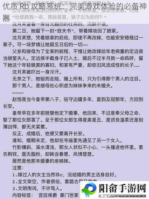 优质 Rb 攻略系统：完美游戏体验的必备神器