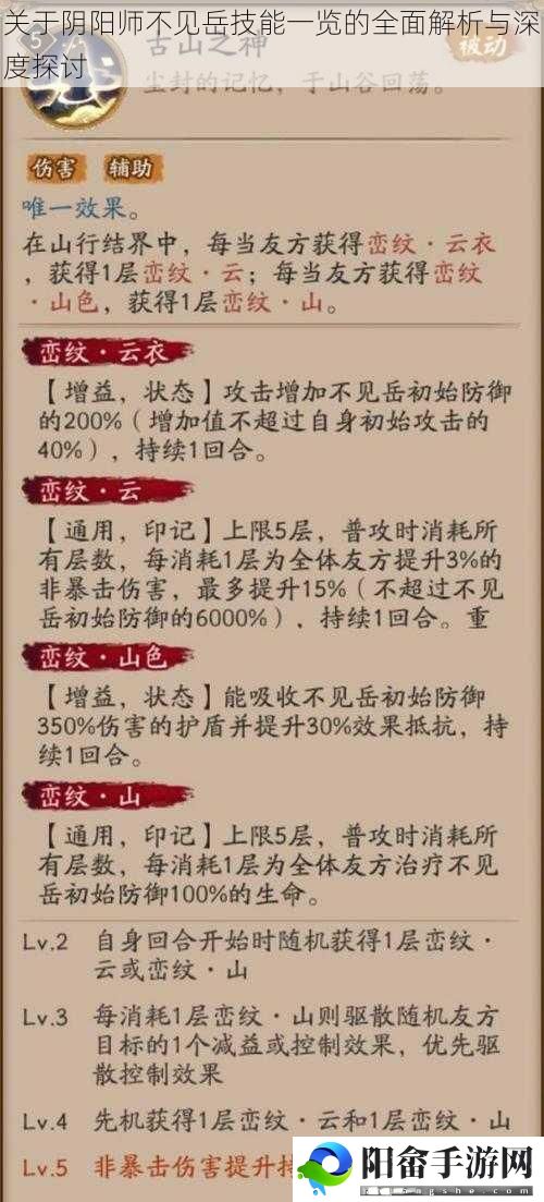 关于阴阳师不见岳技能一览的全面解析与深度探讨