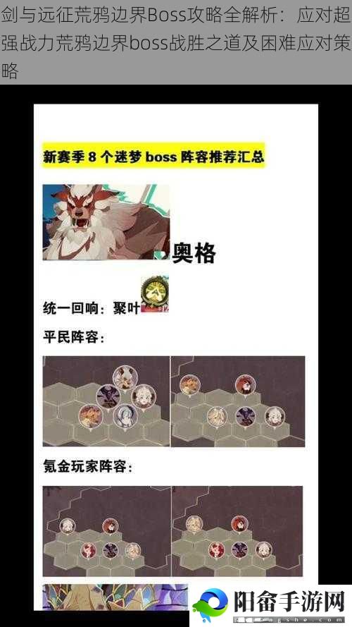 剑与远征荒鸦边界Boss攻略全解析：应对超强战力荒鸦边界boss战胜之道及困难应对策略