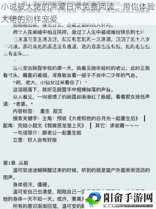 小说被大佬的浇灌日常免费阅读，带你体验大佬的别样宠爱