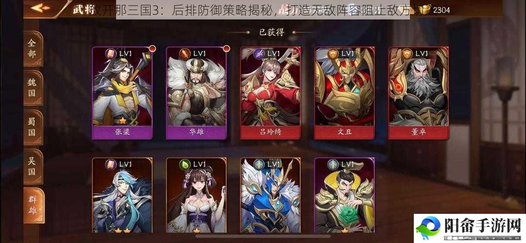 放开那三国3：后排防御策略揭秘，打造无敌阵容阻止敌方切入