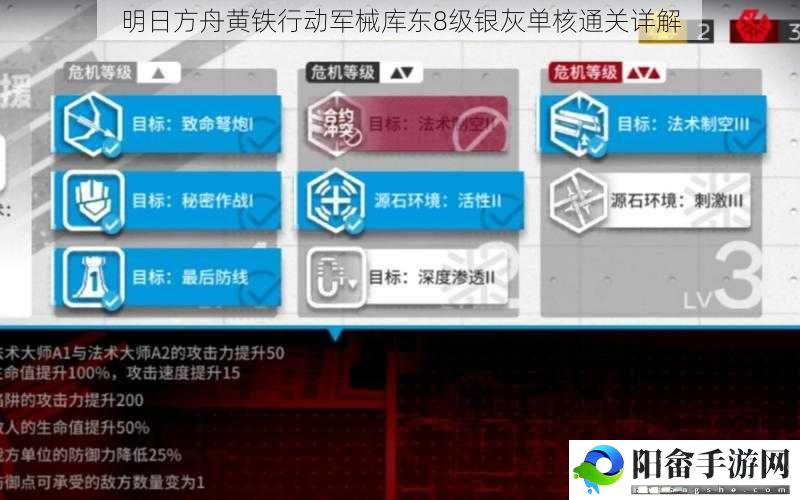 明日方舟黄铁行动军械库东8级银灰单核通关详解