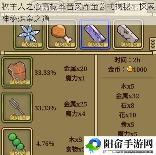 牧羊人之心高概率音叉炼金公式揭秘：探索神秘炼金之道