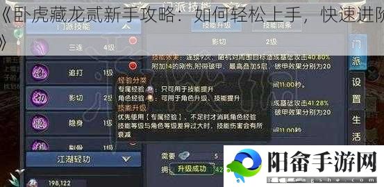 《卧虎藏龙贰新手攻略：如何轻松上手，快速进阶》