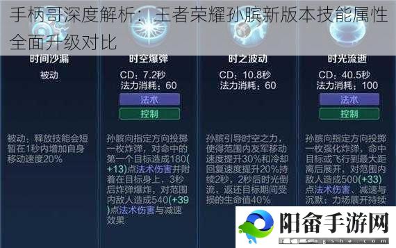 手柄哥深度解析：王者荣耀孙膑新版本技能属性全面升级对比